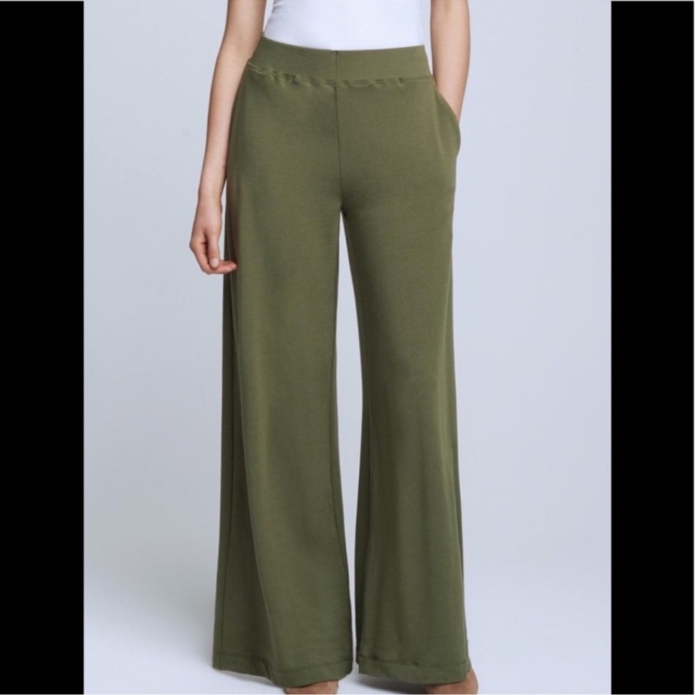 L’Agence Campbell Olive Green Wide Leg Pants Knit Lounge Sweatpants Large